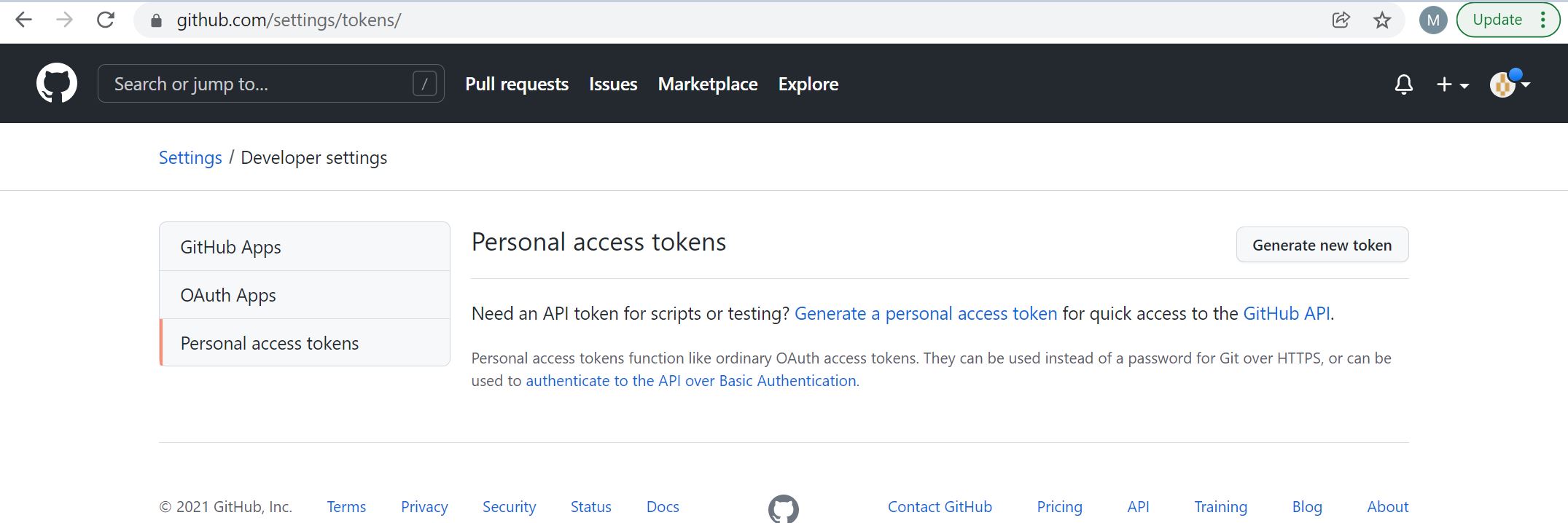 Generate new Token