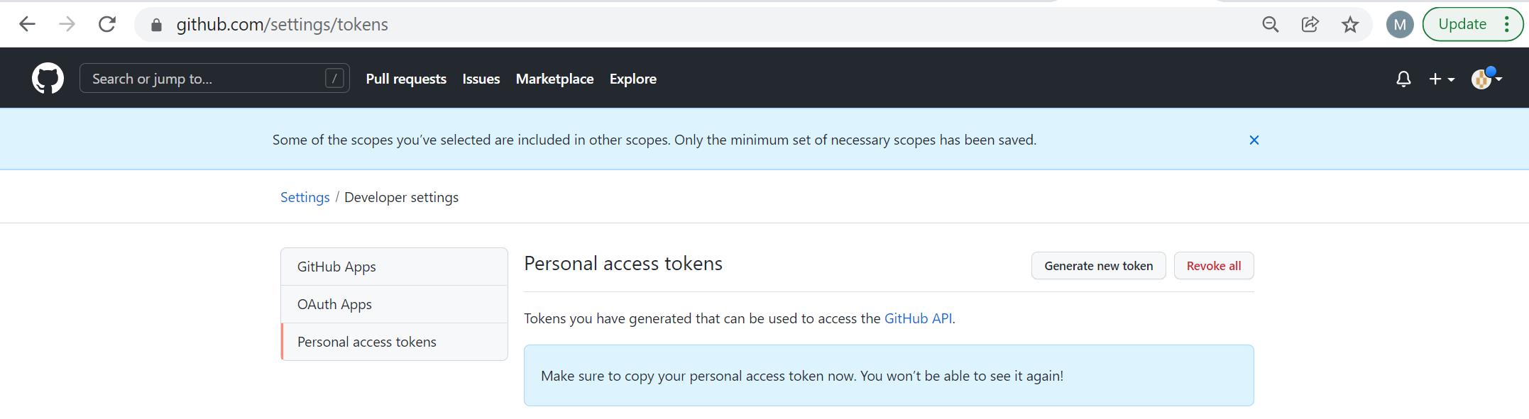 New token finalised
